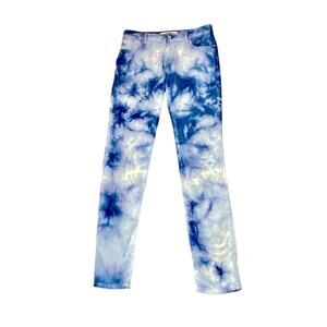 SMF Portugal Tie Dye Pants Womens Size 4 Blue Lightweight Cotton Stretchy Hippie